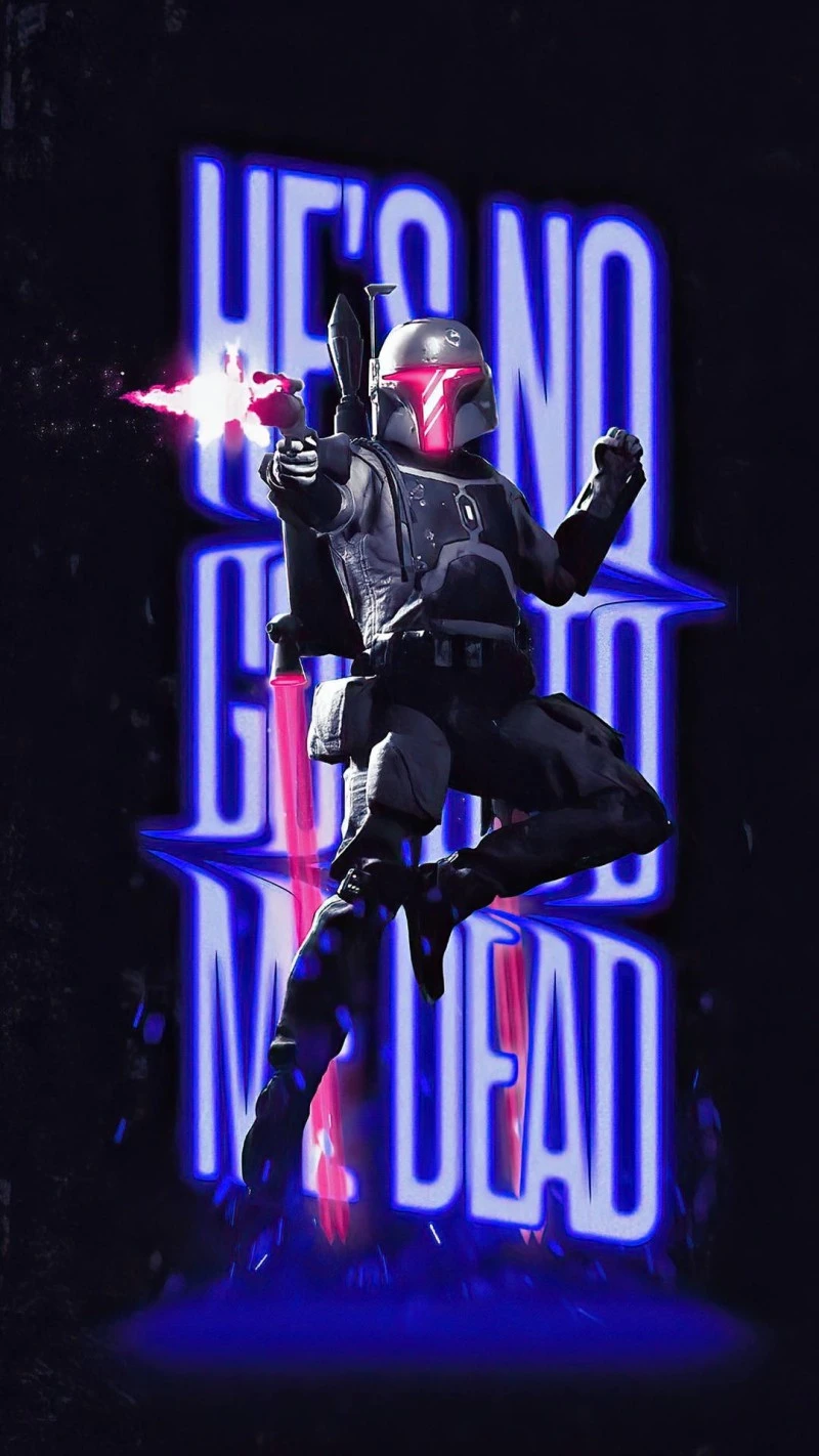 Boba Fett Neon Art 4K Mobile Wallpaper