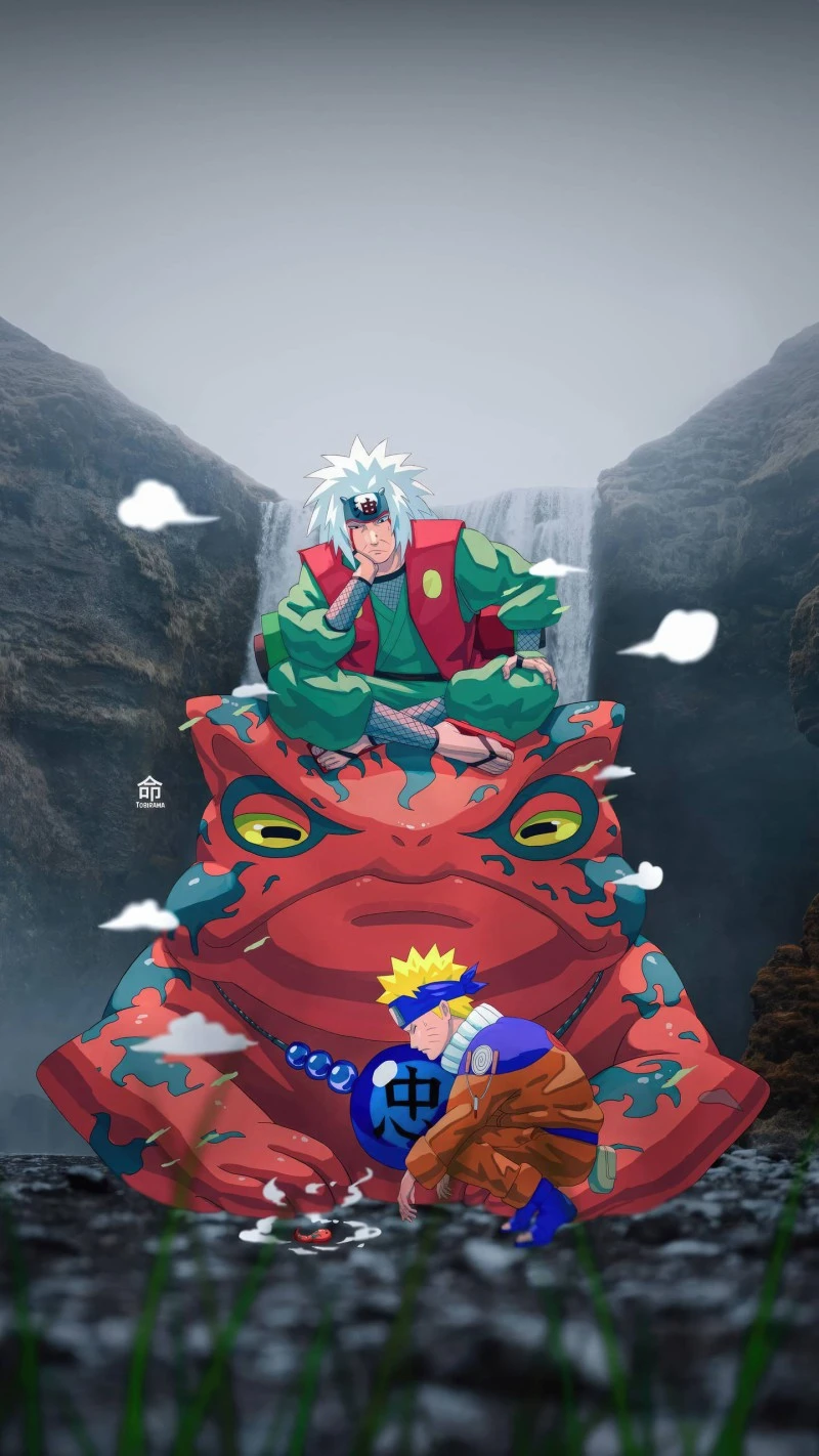 Naruto and Jiraiya with Gamabunta 4K Mobile Wallpaper