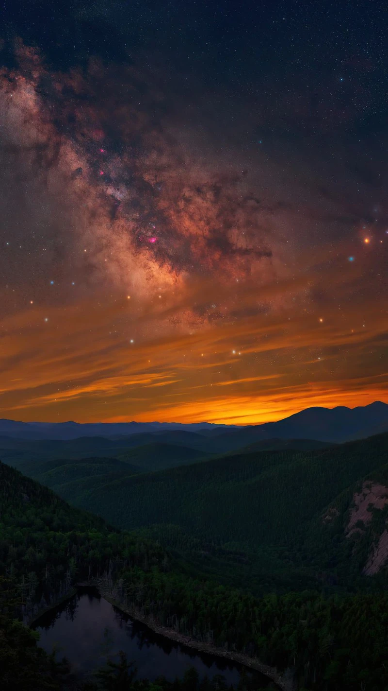 Milky Way over Mountain Lake 4K Mobile Wallpaper