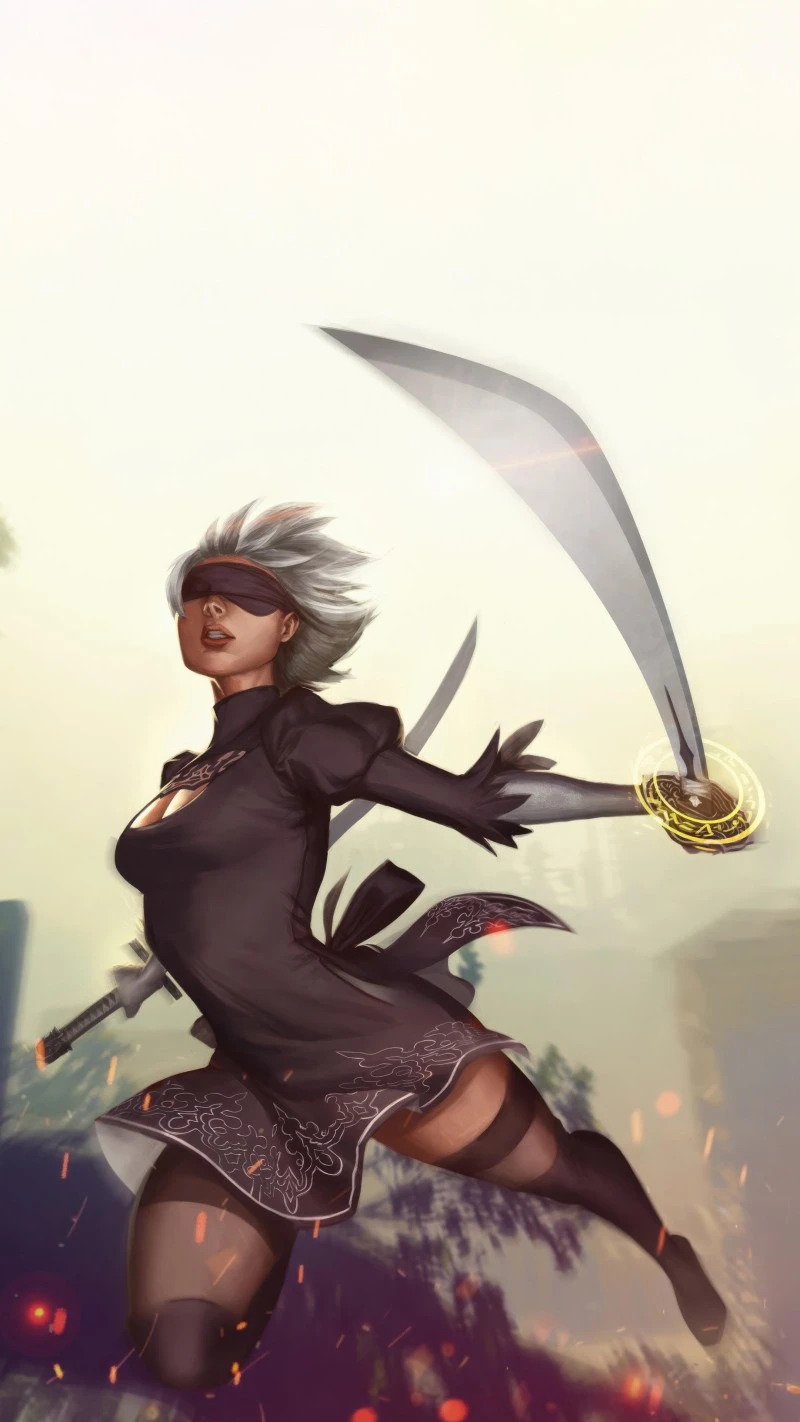 2B NieR Automata Dynamic Action 4K Mobile Wallpaper