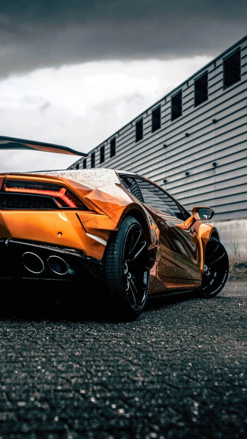 Orange Lamborghini Huracán 4K Mobile Wallpaper