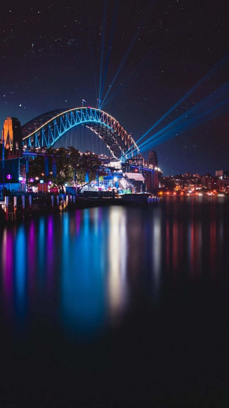 Sydney Harbour Bridge at Night 4K Mobile Wallpaper