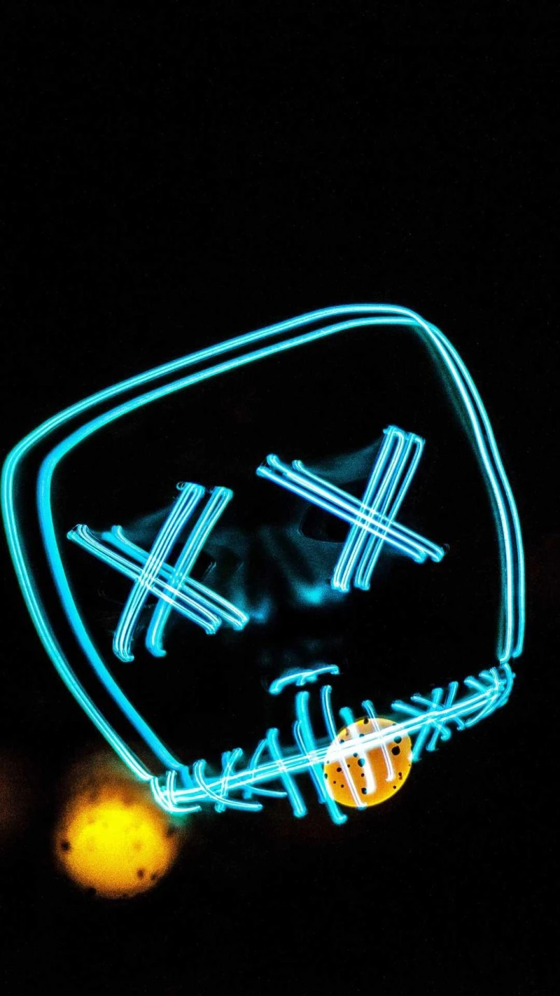 Neon Dead Face 4K Mobile Wallpaper