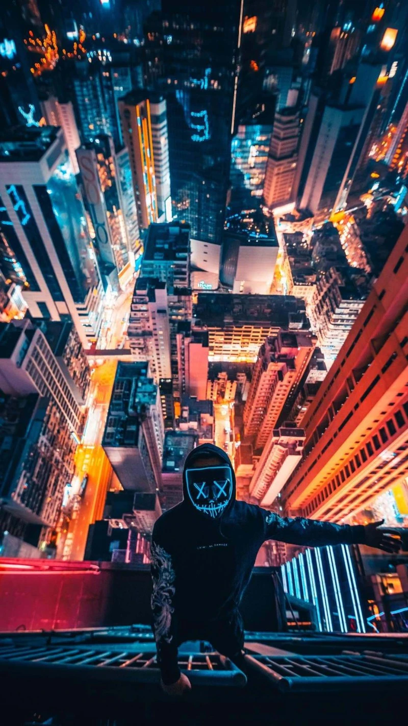 Neon Cityscape 4K Mobile Wallpaper