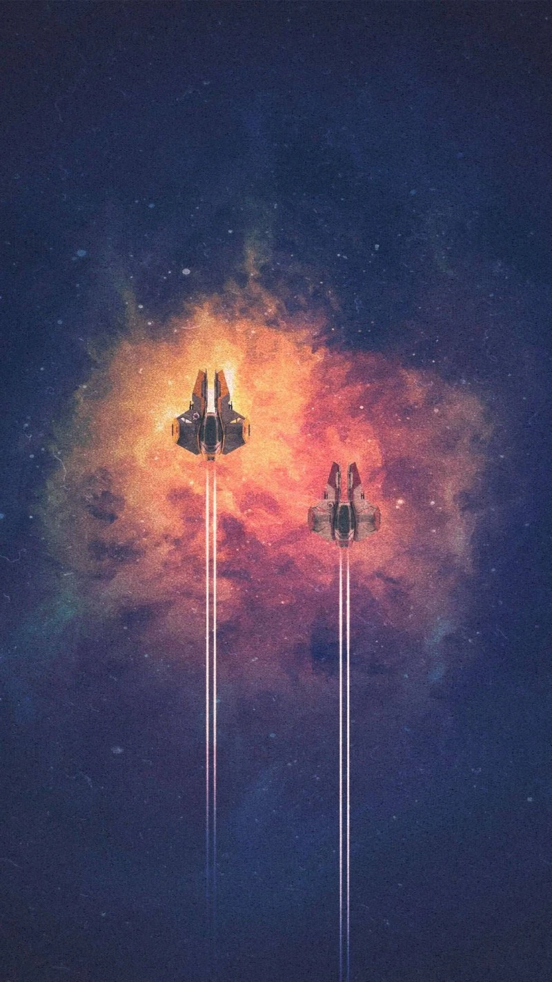 Dual Flight Through Nebula 4K Mobile Wallpaper