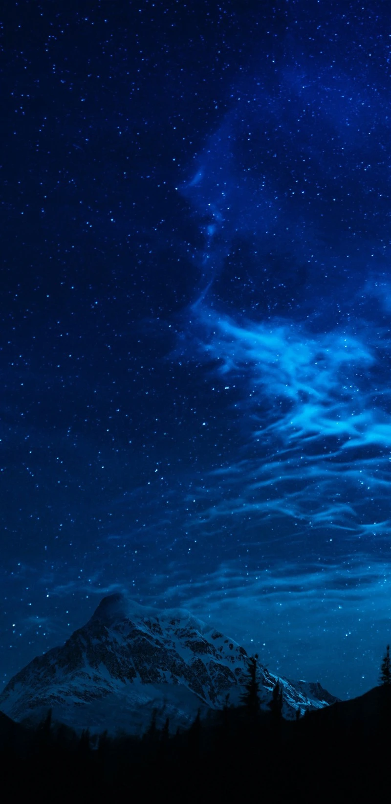 Snowy Mountain Peak and Starry Sky 4K Mobile Wallpaper