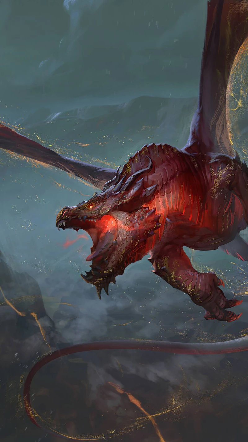 Crimson Dragon's Fury 4K Mobile Wallpaper
