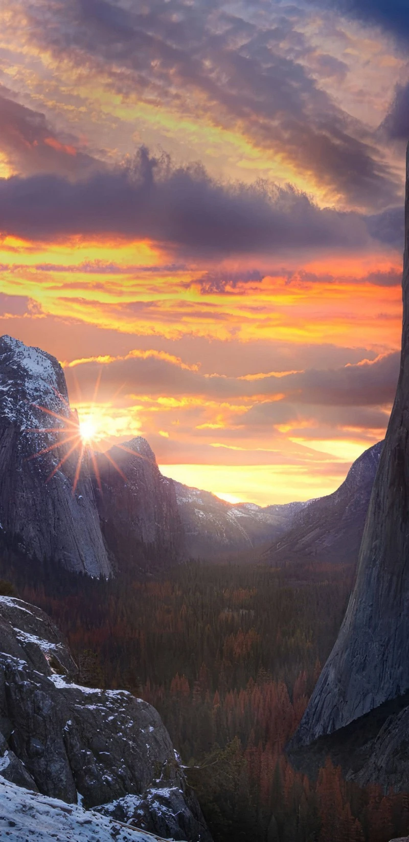Yosemite Valley Sunrise 4K Mobile Wallpaper