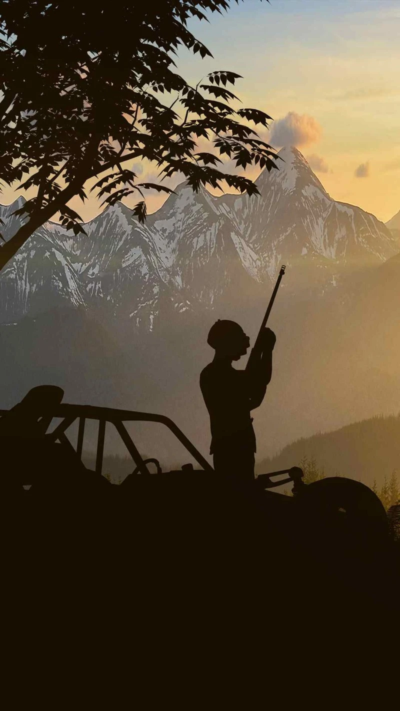 Sniper Silhouette at Sunset 4K Mobile Wallpaper