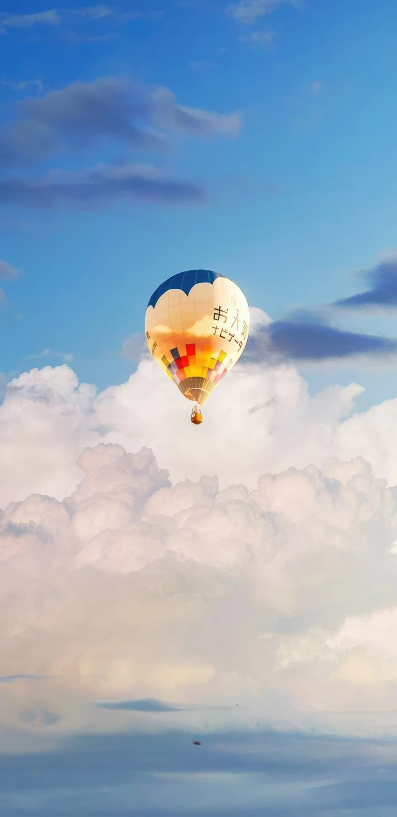 Hot Air Balloon Floating in Clouds 4K Mobile Wallpaper