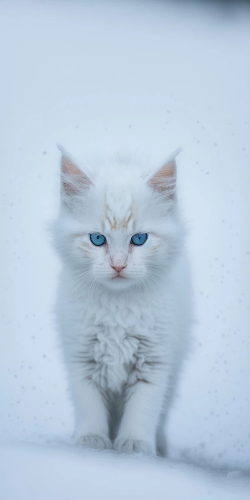 Adorable White Kitten with Blue Eyes 4K Mobile Wallpaper