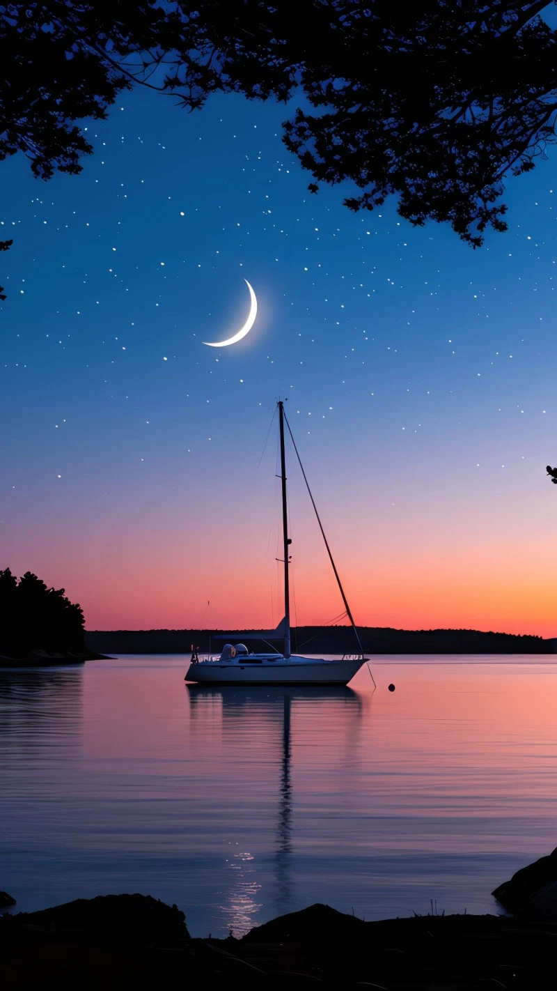 Tranquil Night at Sea 4K Mobile Wallpaper