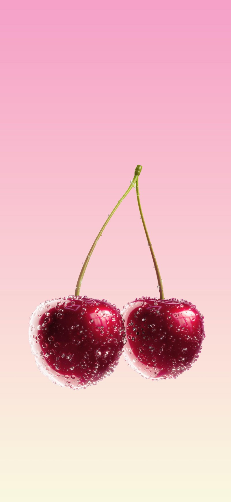 Vibrant Pink Cherries Hanging in Pastel Space Wallpaper 4K Oc Wallpaper