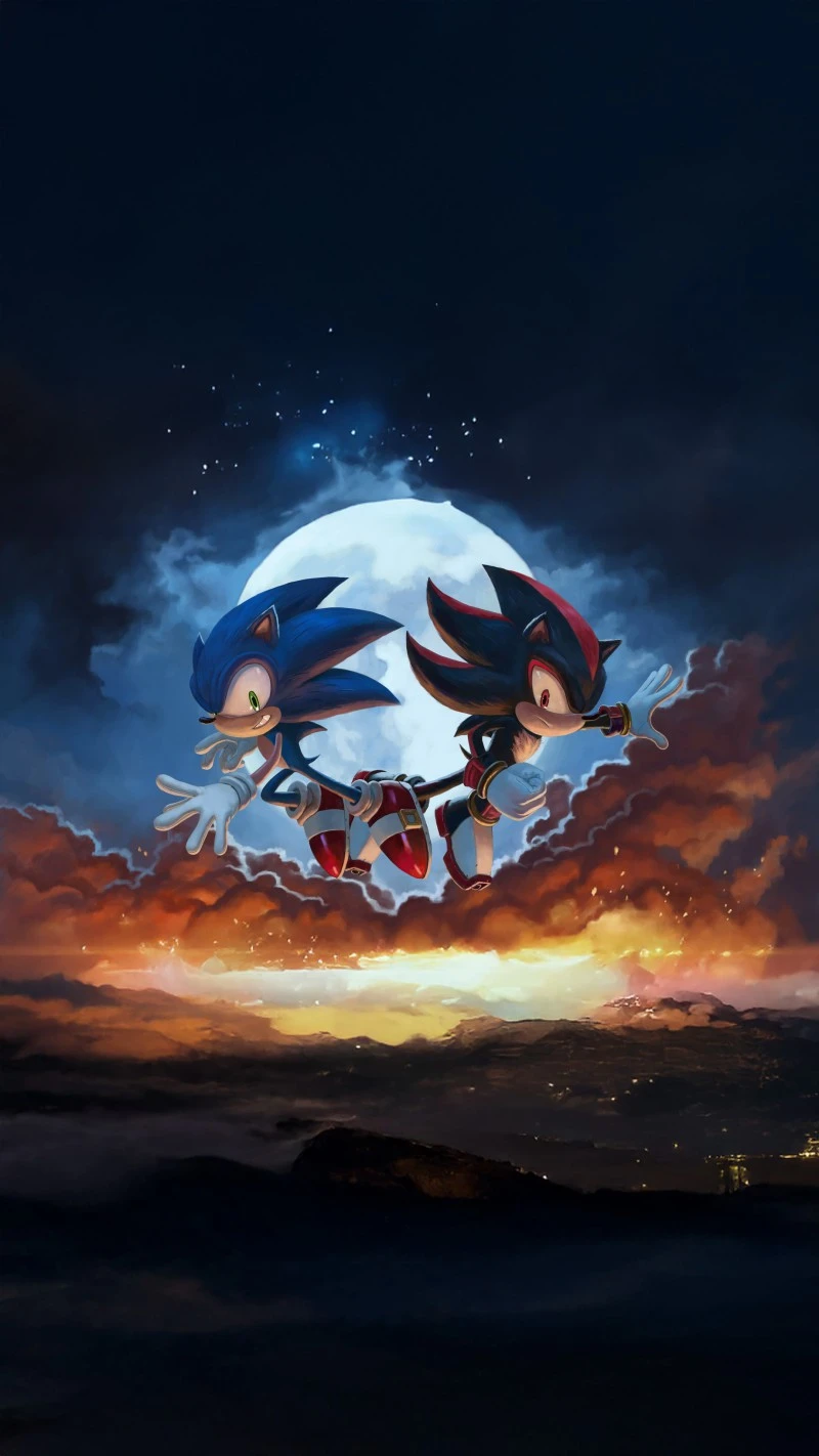 Sonic and Shadow: Team Up 4K Mobile Wallpaper