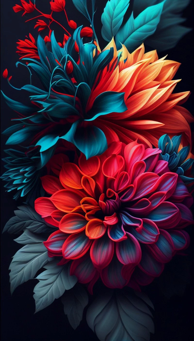 Surreal Dahlia Bouquet 4K Mobile Wallpaper