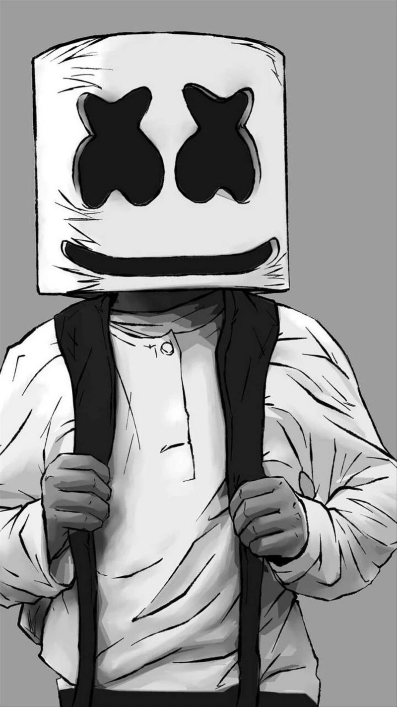 Marshmello Sketch 4K Mobile Wallpaper