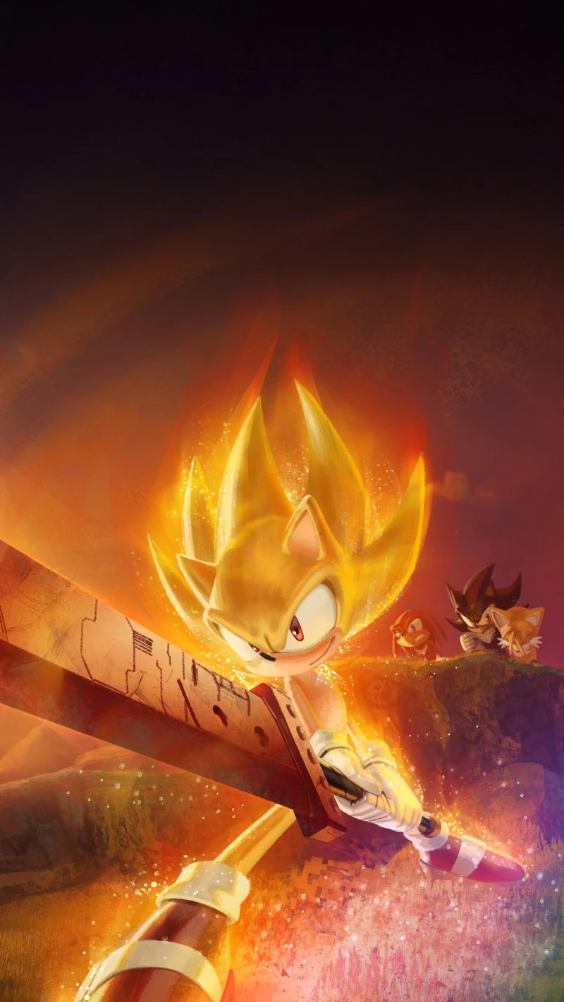 Super Sonic with a Greatsword 4K Mobile Wallpaper