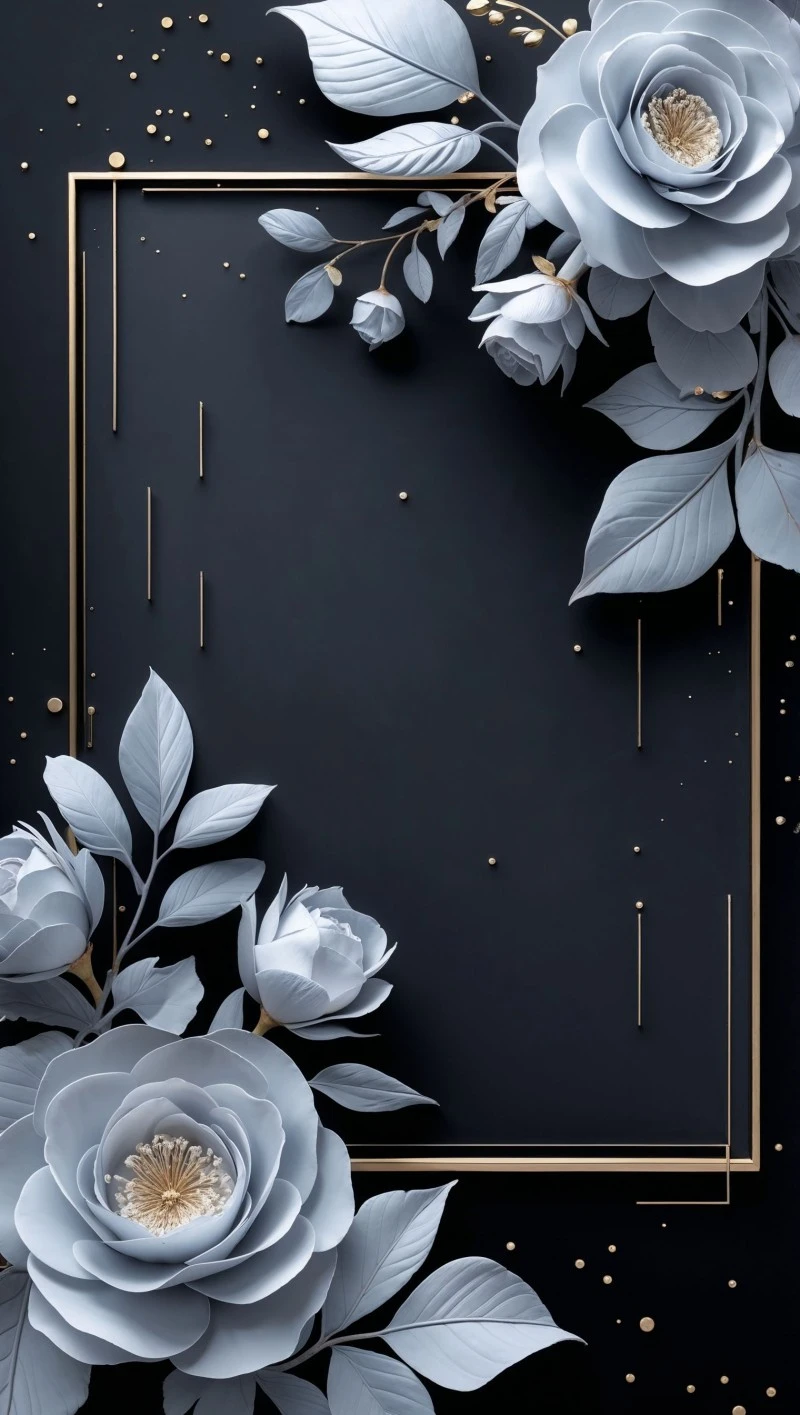 Elegant Blue Rose Frame 4K Mobile Wallpaper