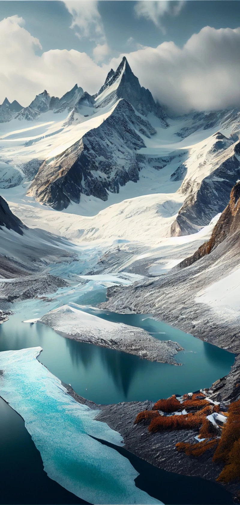 Majestic Mountain Peaks and Glacial Lakes 4K Mobile Wallpaper