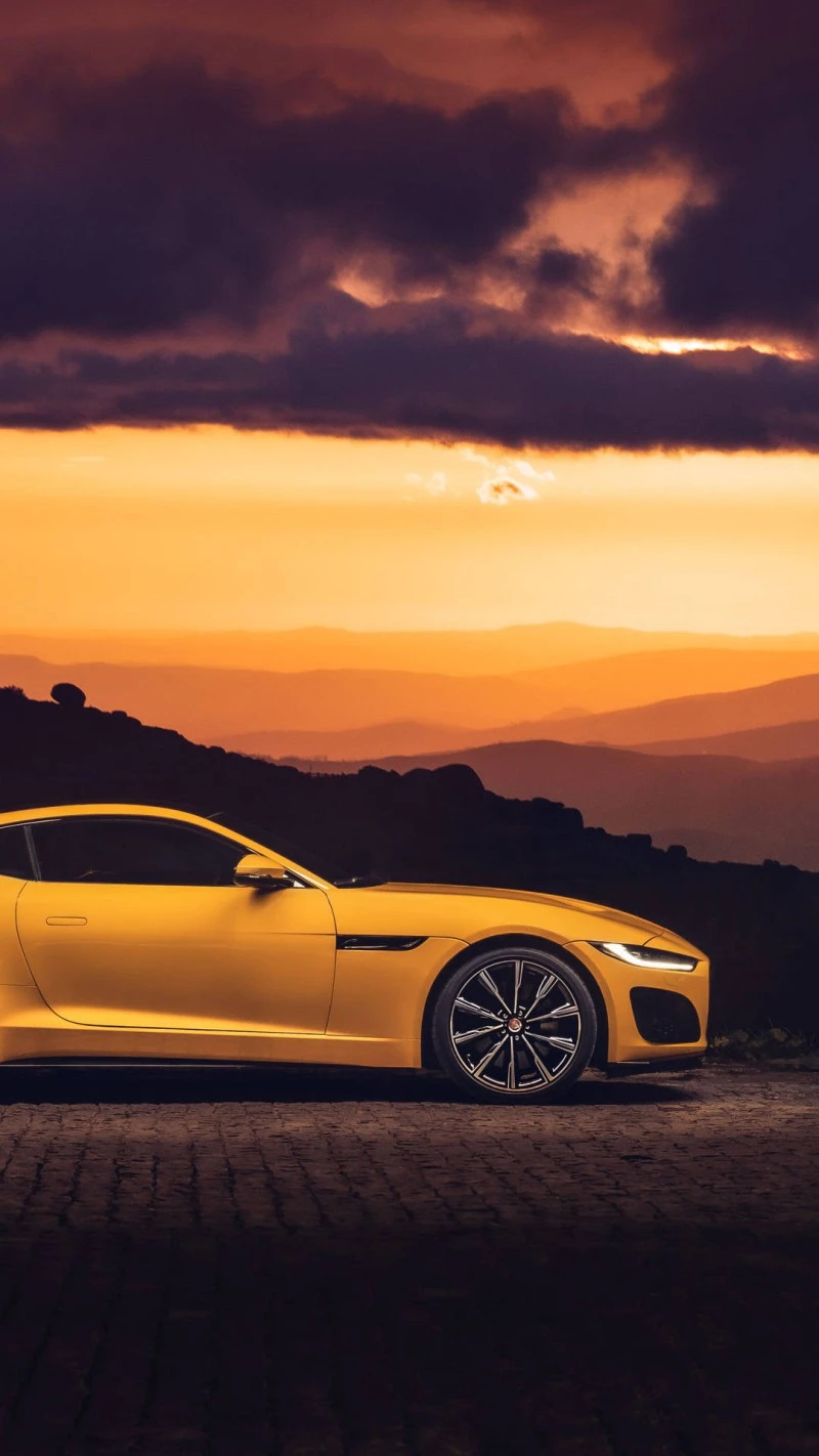 Jaguar F-Type at Sunset 4K Mobile Wallpaper Free Download