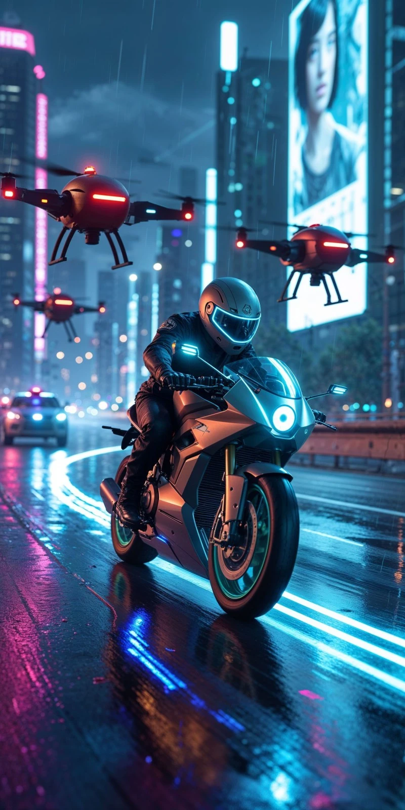 Cyberbike Pursuit 4K Mobile Wallpaper