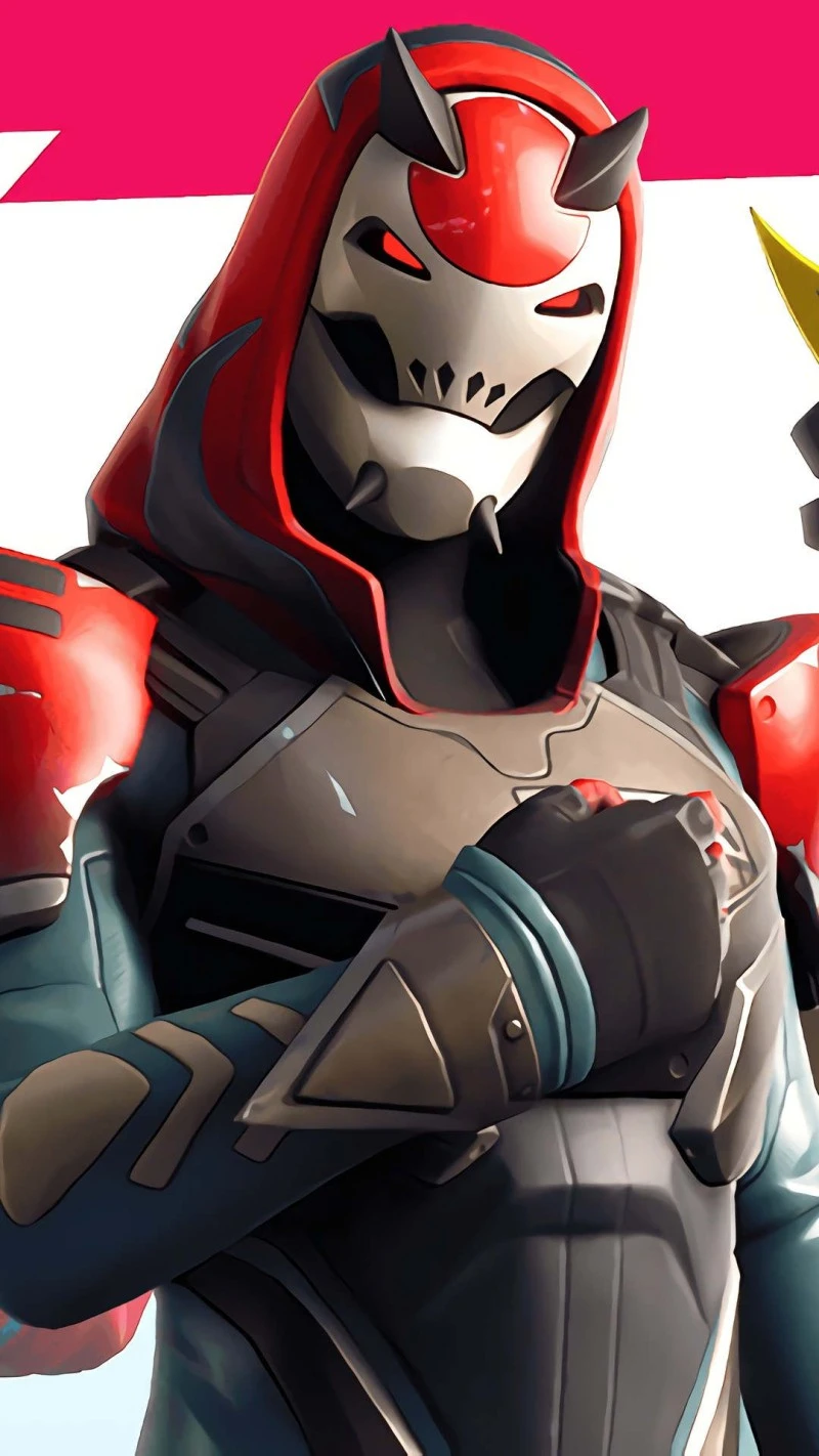 Fortnite Character: Red Oni 4K Mobile Wallpaper