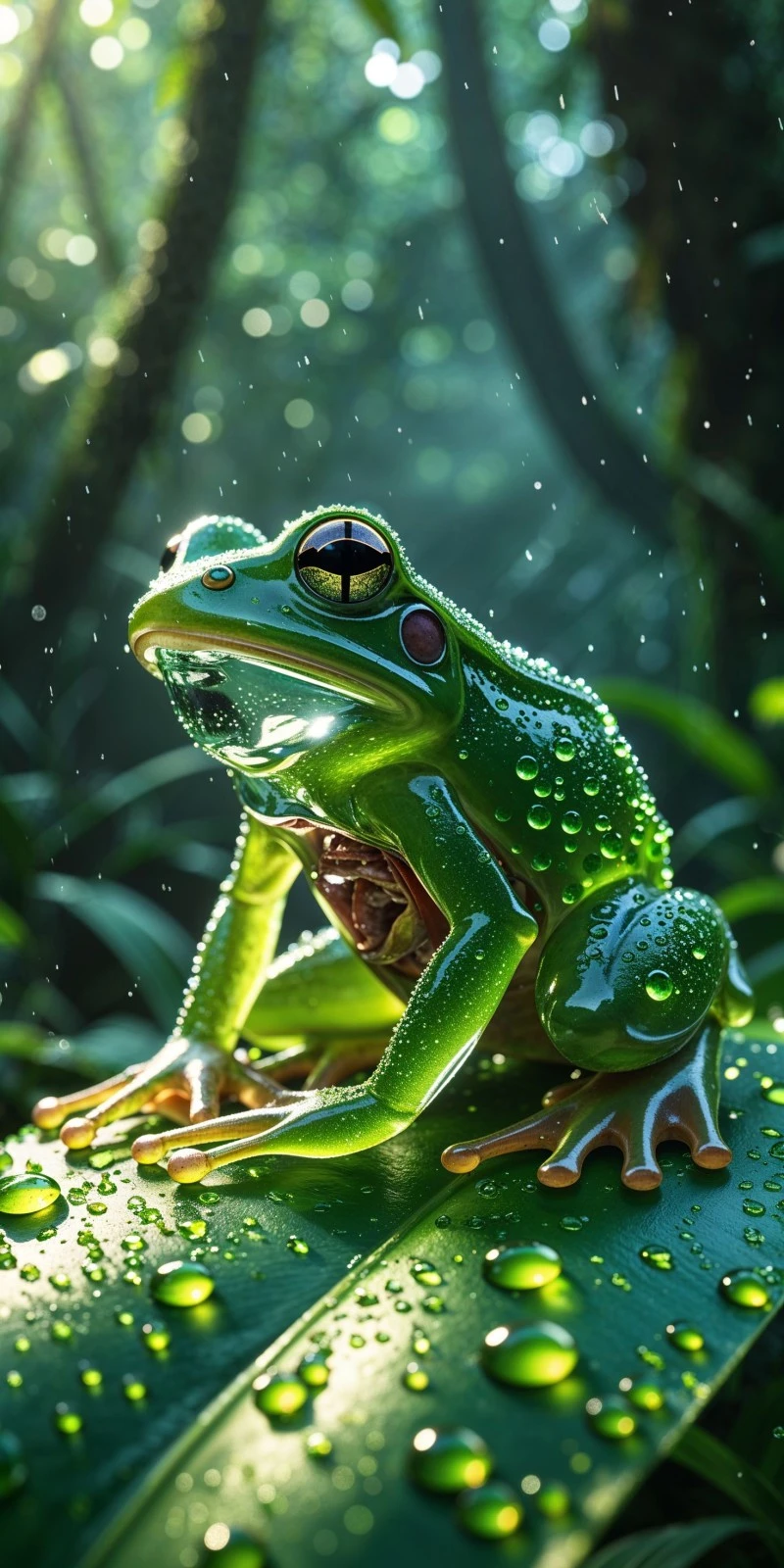 Bio-Mechanical Rainforest Frog 4K Mobile Wallpaper