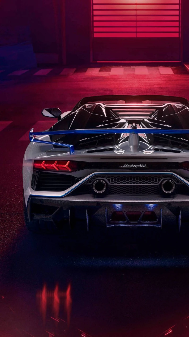 Lamborghini Aventador SVJ Roadster in Garage 4K Mobile Wallpaper