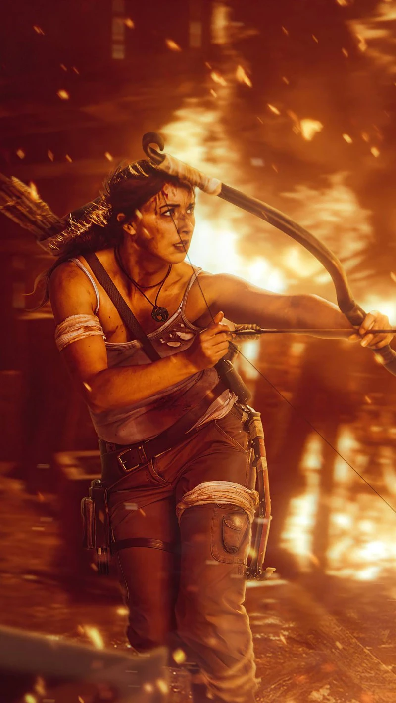 Action Cosplay: Tomb Raider in Peril 4K Mobile Wallpaper