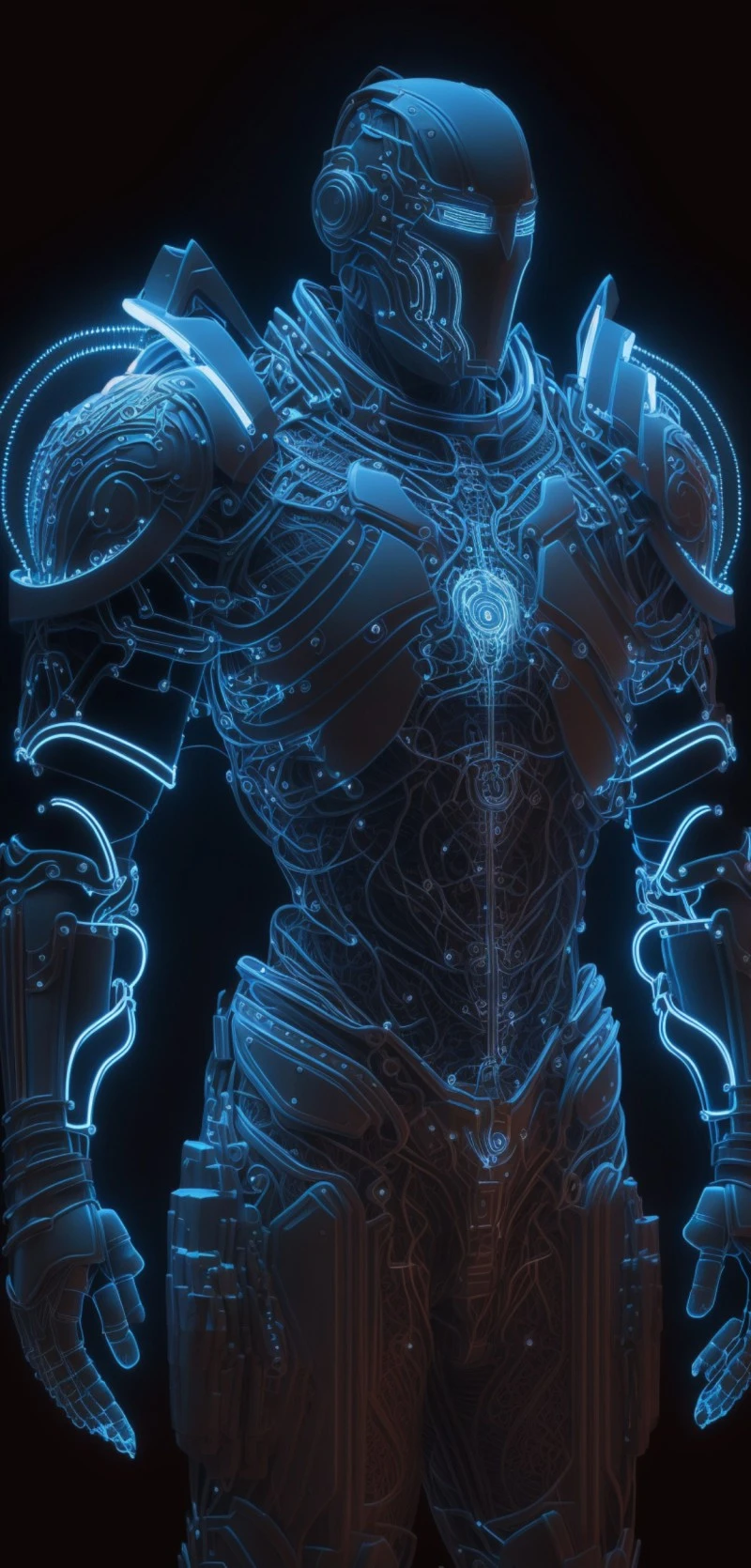 AI-Generated Cyborg Warrior 4K Mobile Wallpaper