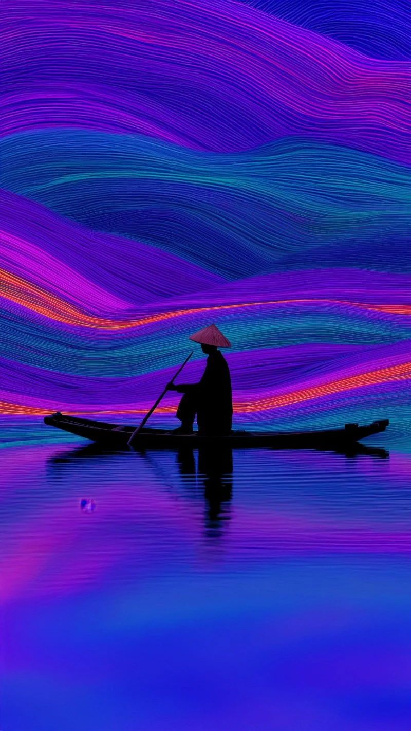 Neon River Journey 4K Mobile Wallpaper