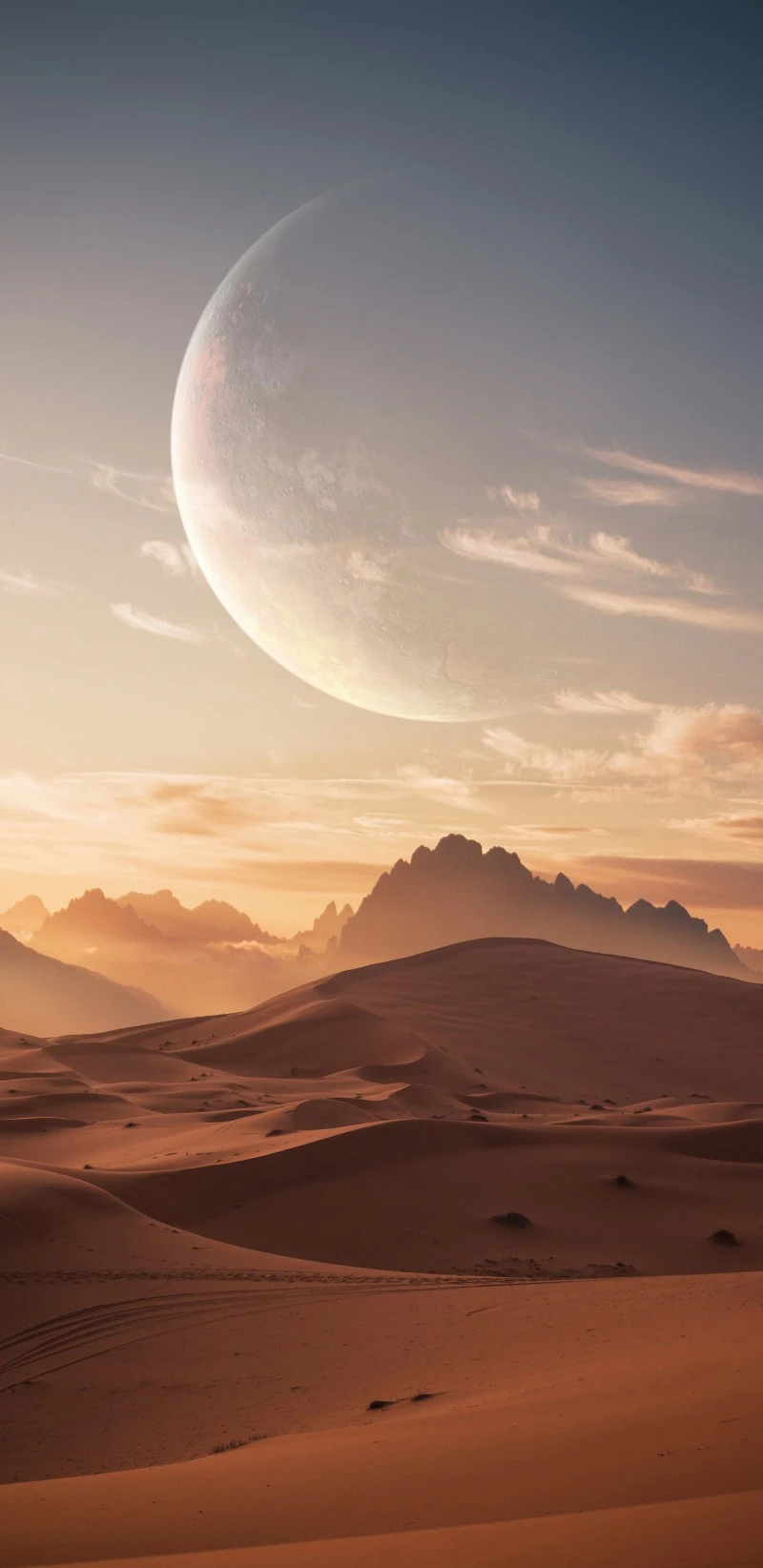 Crescent Moon over Desert Dunes 4K Mobile Wallpaper