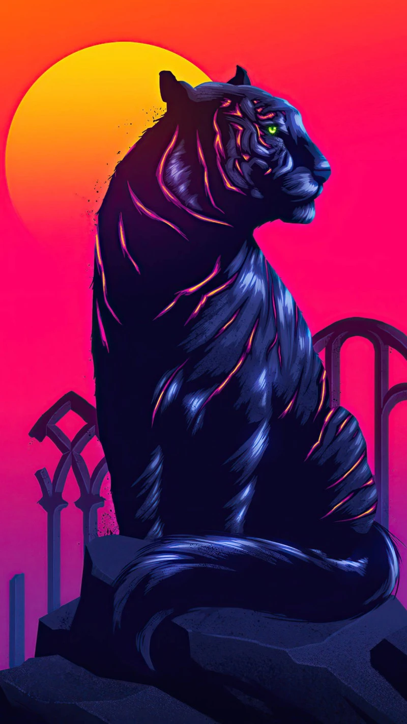 Neon Tiger 4K Mobile Wallpaper