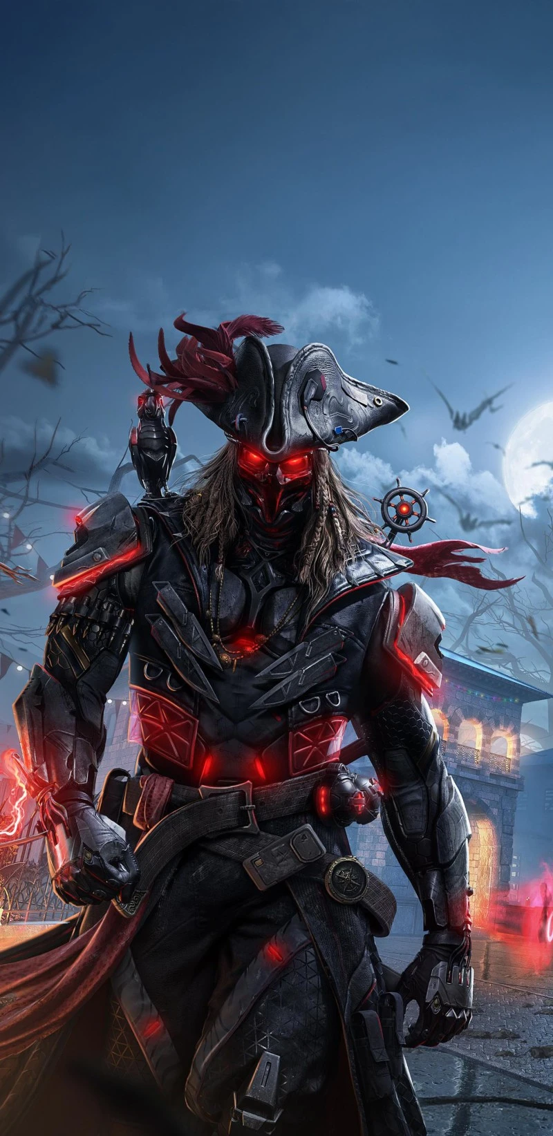Cybernetic Pirate: Sci-Fi Game Character 4K Mobile Wallpaper