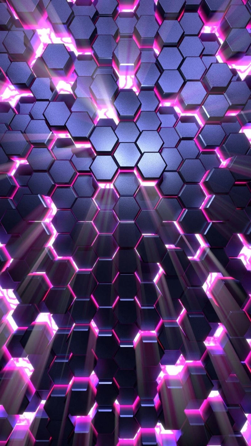 Hexagon Purple Glow 4K Mobile Wallpaper
