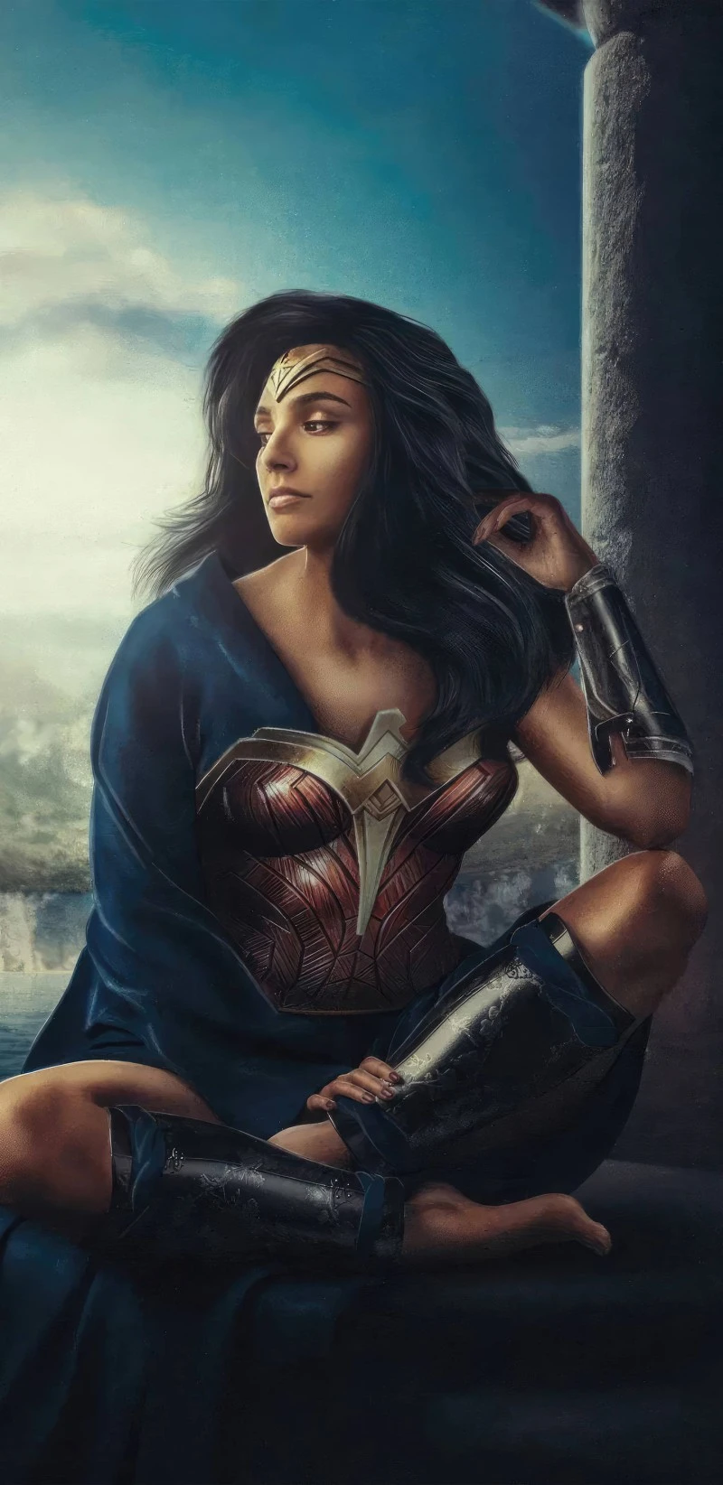 Wonder Woman Contemplative 4K Mobile Wallpaper