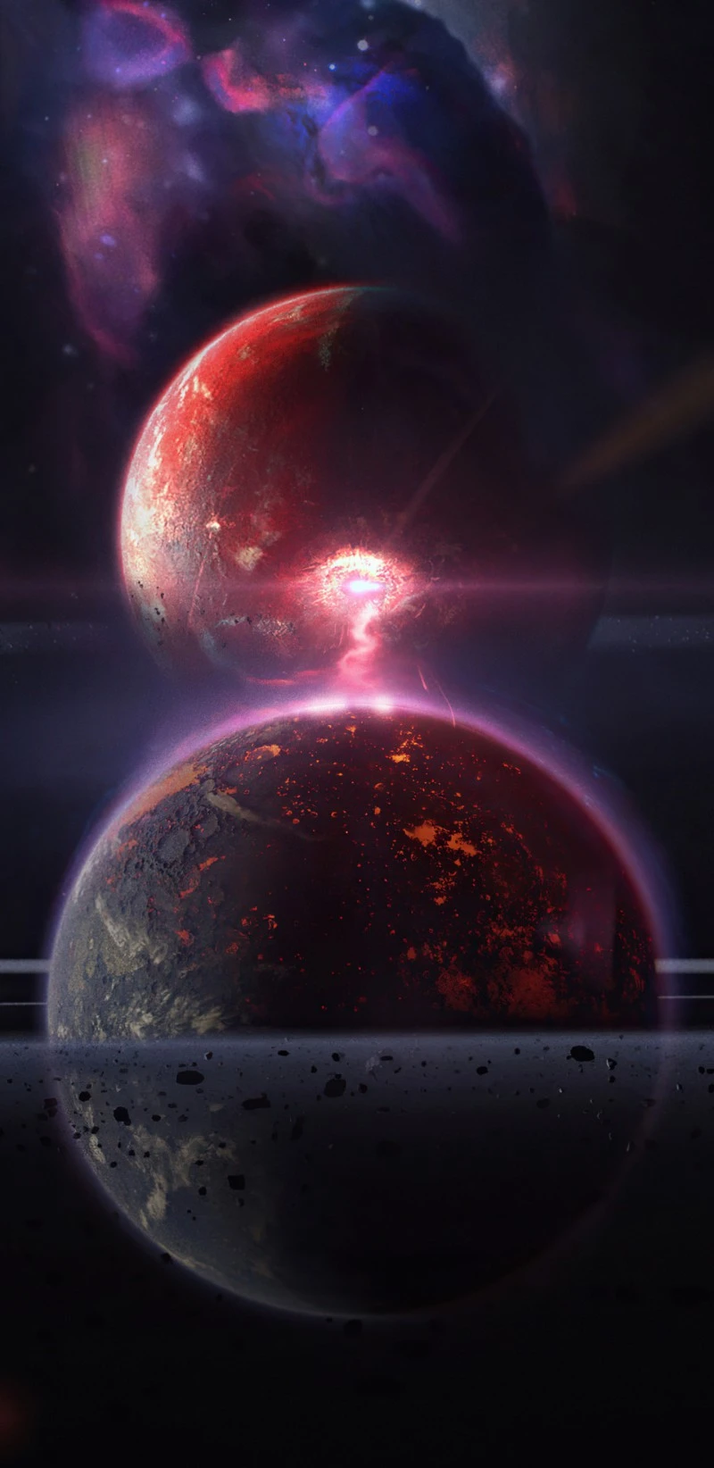 Cosmic Collision 4K Mobile Wallpaper