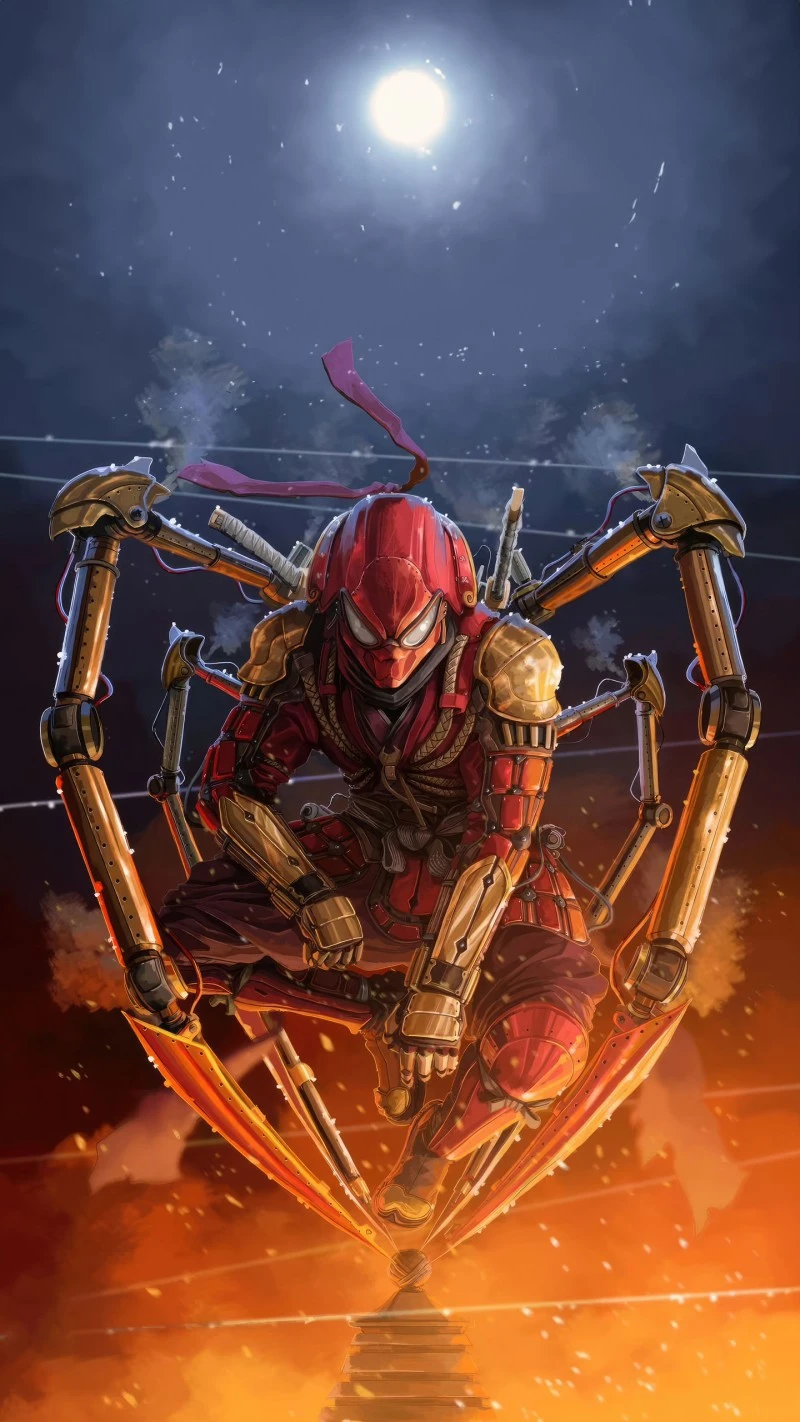 Steampunk Spider-Man Ninja 4K Mobile Wallpaper