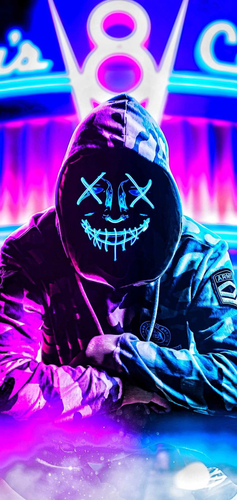 Neon Nights Camo 4K Mobile Wallpaper