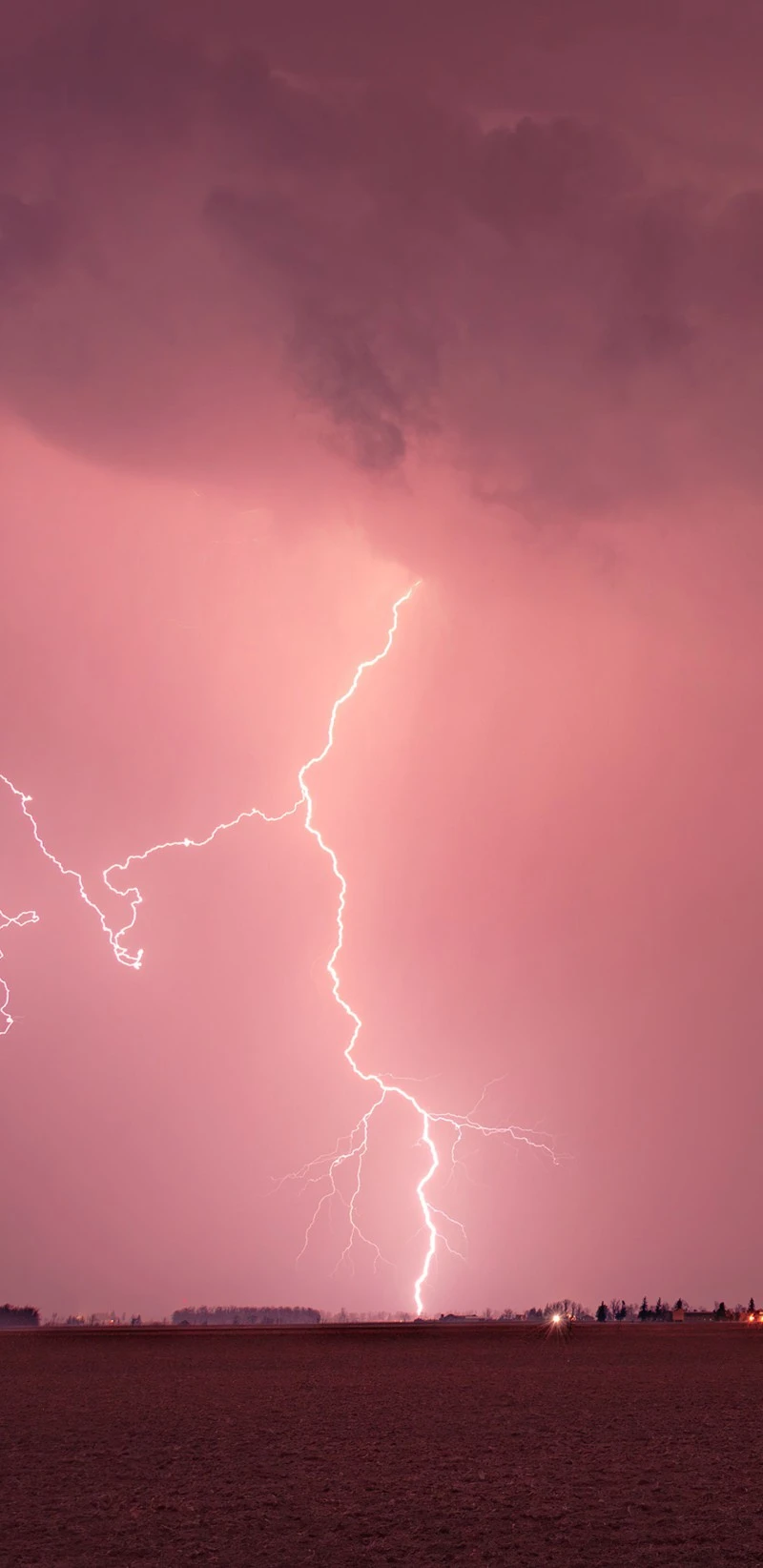 Pink Lightning Storm 4K Mobile Wallpaper