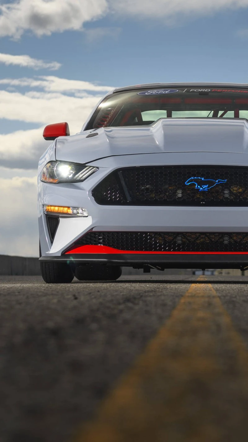 Ford Mustang on the Racetrack 4K Mobile Wallpaper