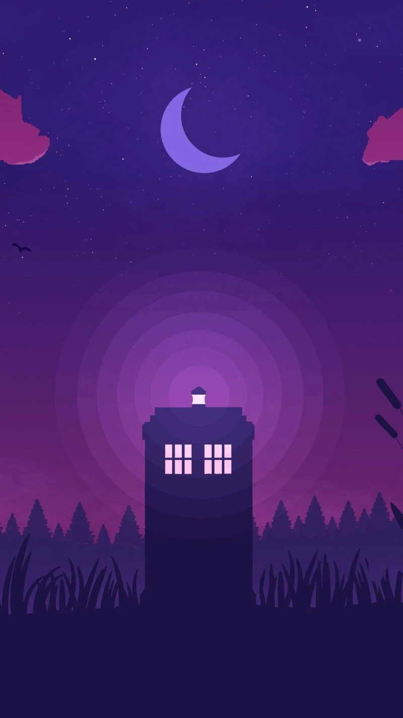 TARDIS Night Scene 4K Mobile Wallpaper