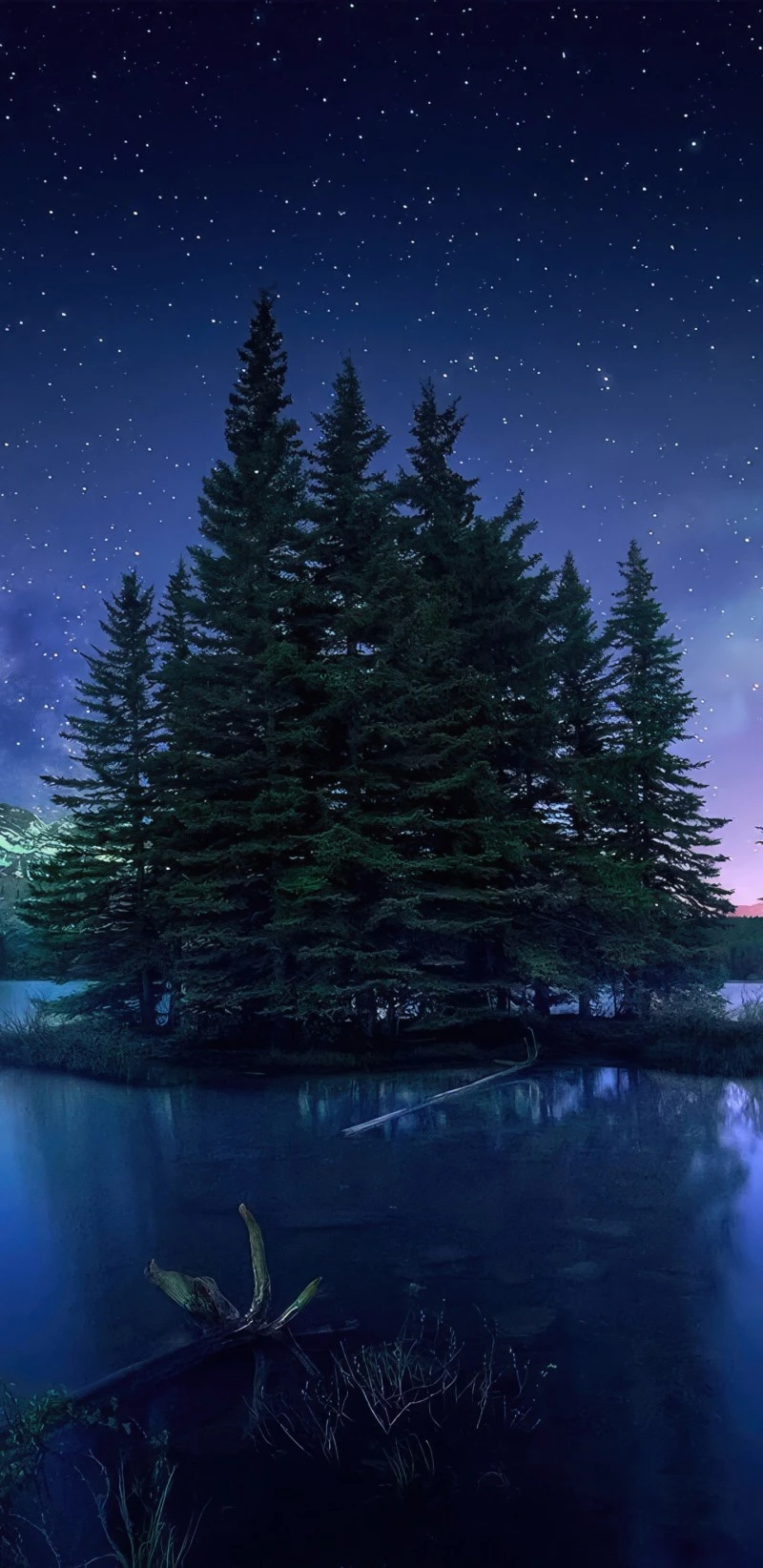 Island of Pines under the Stars 4K Mobile Wallpaper