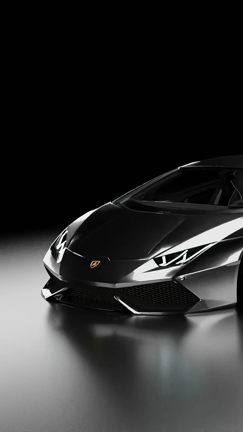 Sleek Black Lamborghini Huracán 4K Mobile Wallpaper
