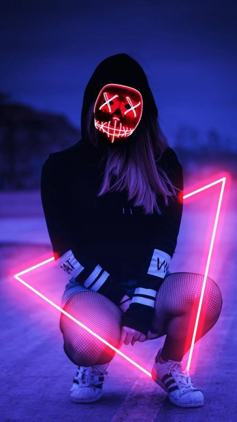 Neon Triangle 4K Mobile Wallpaper