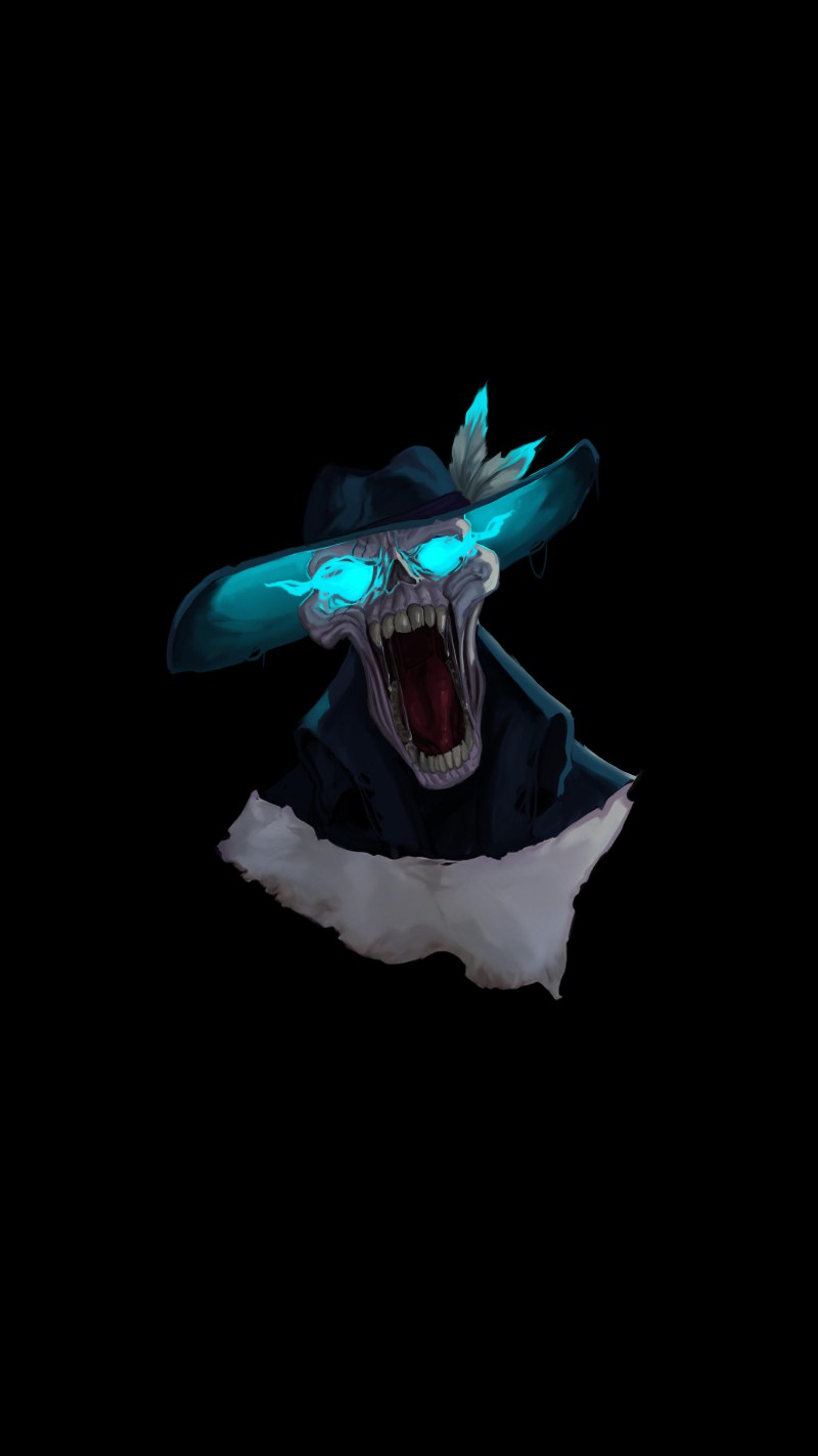 4K mobile wallpaper Glowing Skeleton in a Hat - high resolution for Android and iPhone