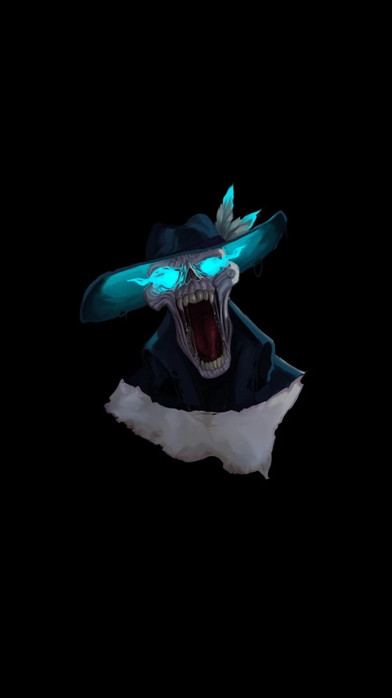 Glowing Skeleton in a Hat 4K Mobile Wallpaper