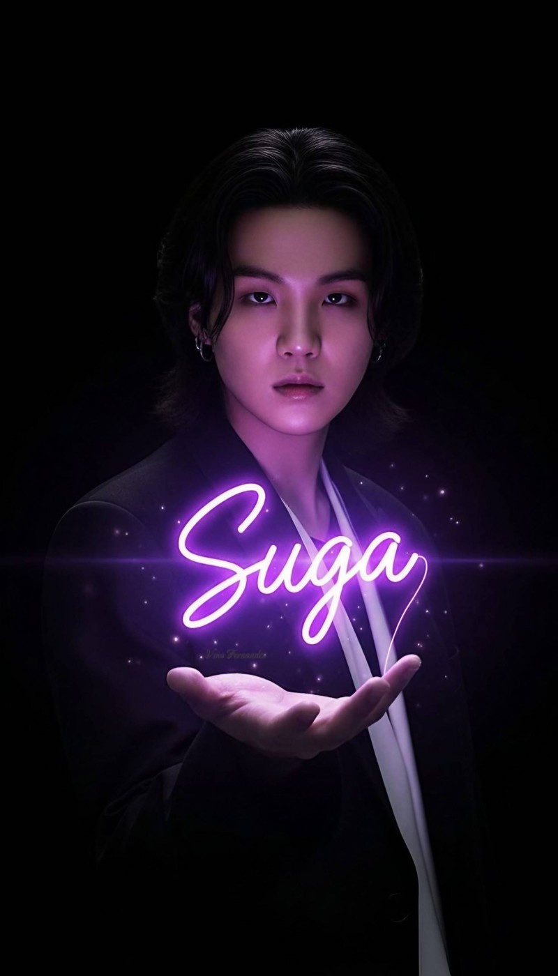BTS Suga Neon Glow Dark Aesthetic Wallpaper 4K Mobile Wallpaper