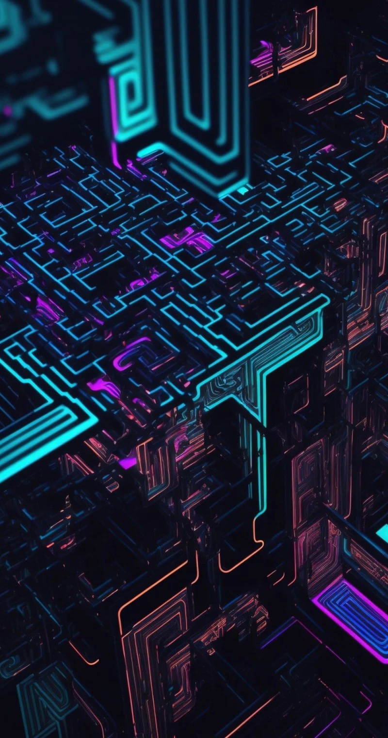 Cybernetic Labyrinth 4K Mobile Wallpaper