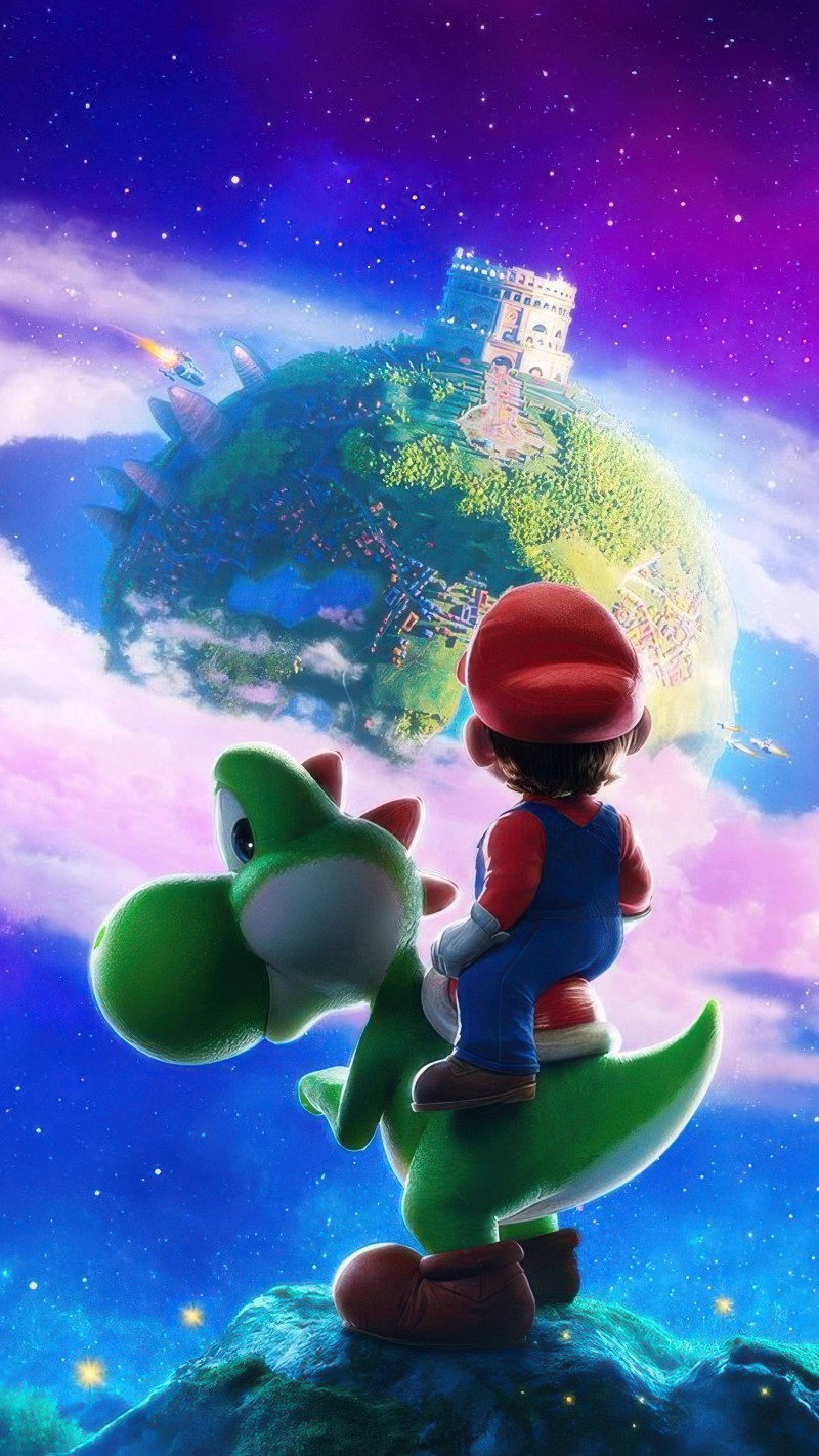 Mario and Yoshi in Space 4K Super Wallpaper